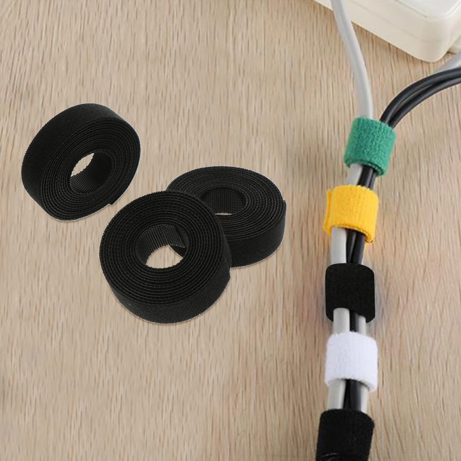 

6pcs Power Cable Ties Reusable Reusable Cable Straps Hook Loop Wire Straps For Electronics Computer Cord Organizer Black