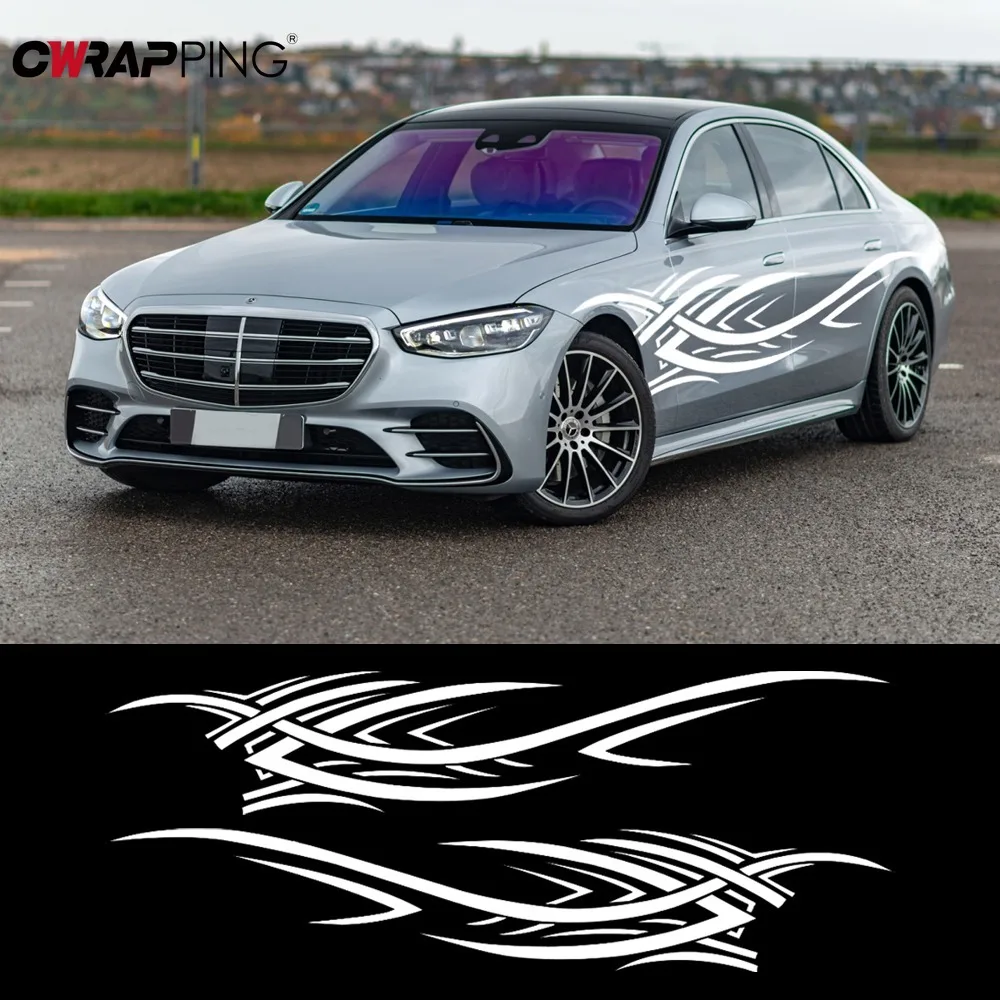 2PCS Car Personalized Flame Totem Universal DIY Flame Vinyl Decal Sticker Waterproof for Car Motorcycle Flame Sticker Decals
