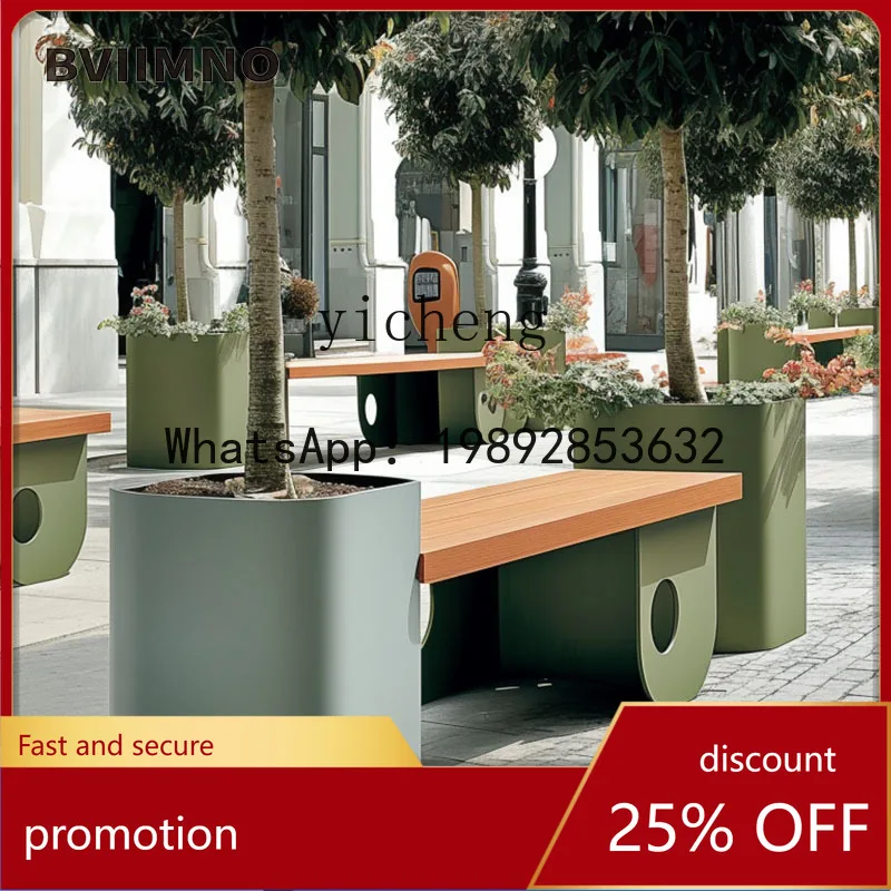 HT partition flower slot seat outdoor stainless steel flower box combination  street wrought iron flower bed