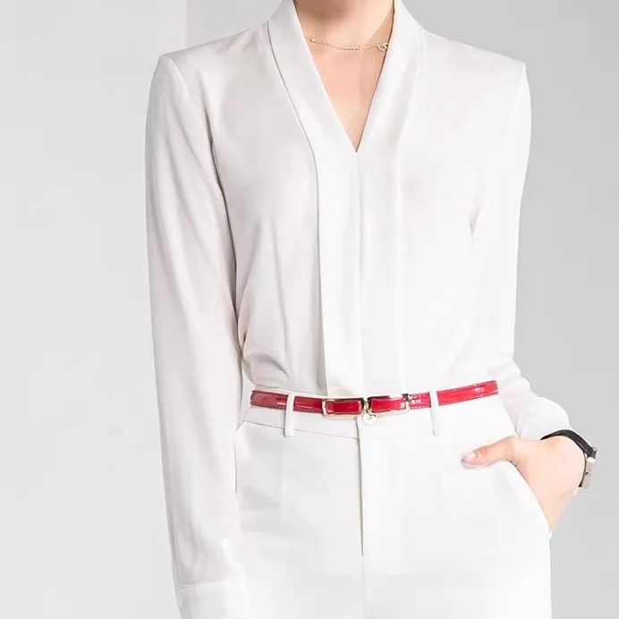 

Элегантная женская рубашка с длинным рукавом, универсальный стиль для поездок на работу, профессиональная модная деловая женская одежда, высококачественный полиэстер