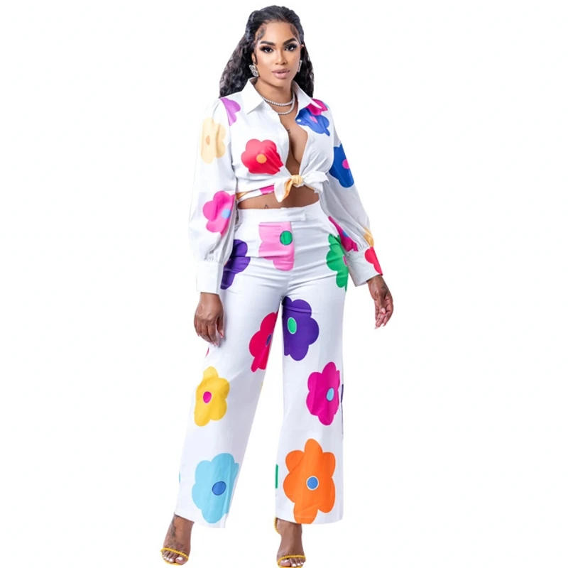 

Two Piece Set Dashiki African Long Sleeve Blouse Tops And Pants Suits Spring Autumn Women Set Sheath Matching Fashion Outfit