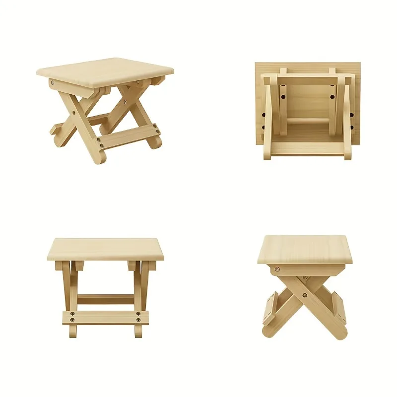 Versatile Durable Hardwood Folding Stool - Eco-Friendly, Classic-Style, for Fishing, Outdoor, Home Use, Compact & Portable Bench