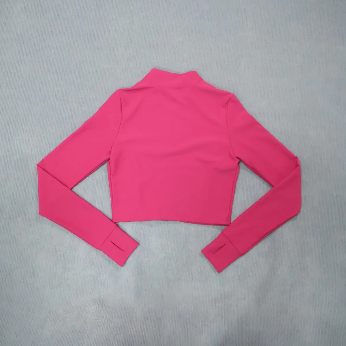 Damen Sportjacke mit hohem Kragen und Reißverschluss, Slim Fit, Langarm Yoga & Fitness Oberteil, schnelltrocknend und atmungsaktiv, Outdoor-Sportbekleidung – Detail 19