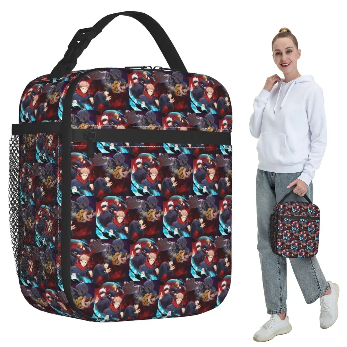 Bolsa de almuerzo aislada Megumi Besto Friendo Jujutsu Kaisen Sukuna Anime para mujer, caja térmica para comida de oficina, bolsas de almuerzo