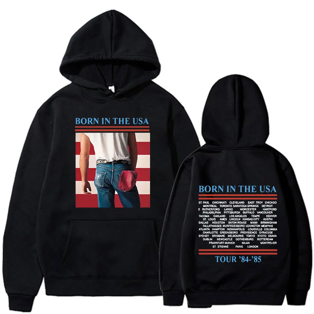 Bruce Springsteen Born in The USA World Tour Hoodies Mens Women Fashion Vintage Sweatshirts Casual Pullover Streetwear Fans Gift