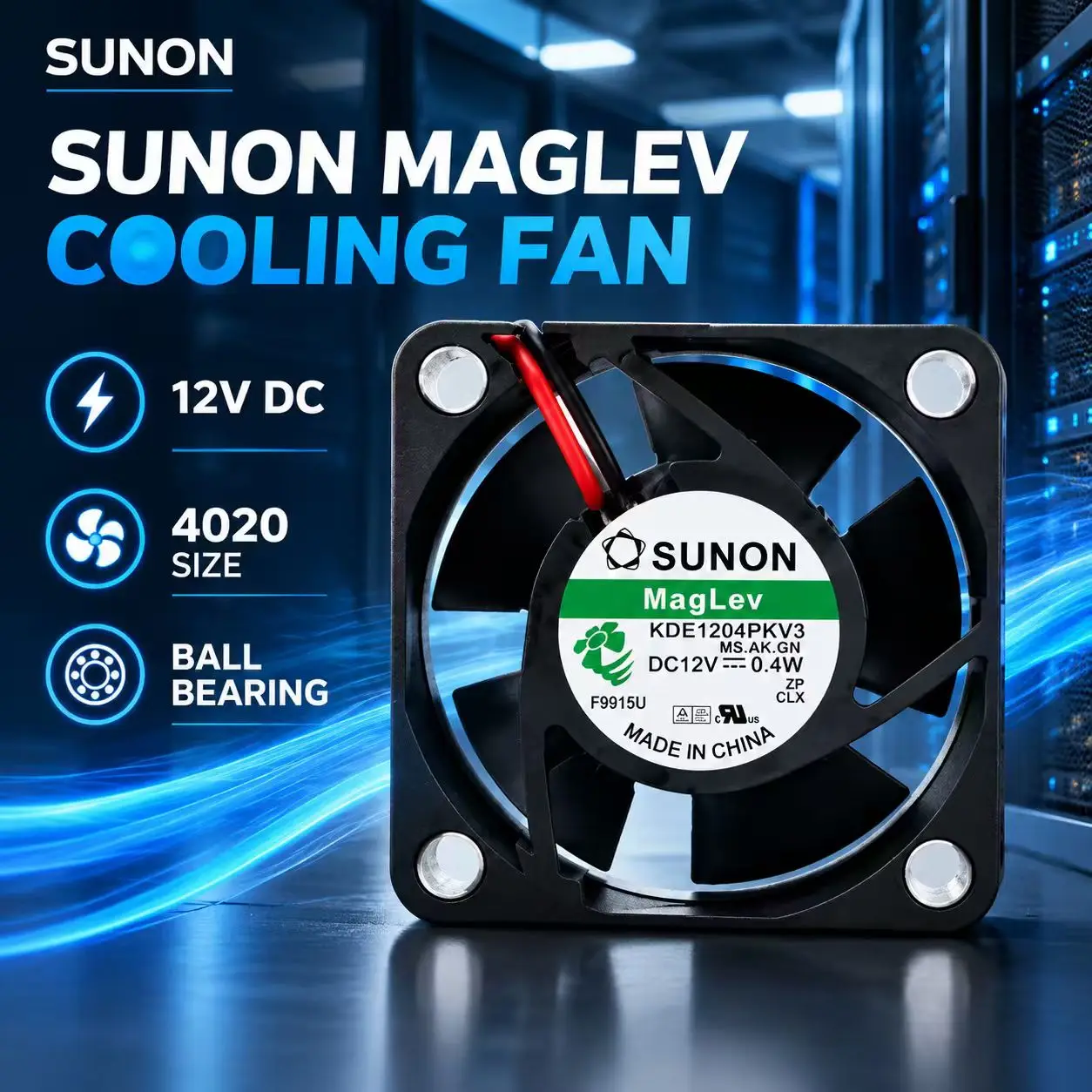 For SUNON KDE1204PKV3 DC 12V 0.4W 4020 40x40x20mm 2-Pin MagLev Silent 3D Printer Welder Server Inverter Chassis Cooler Fans