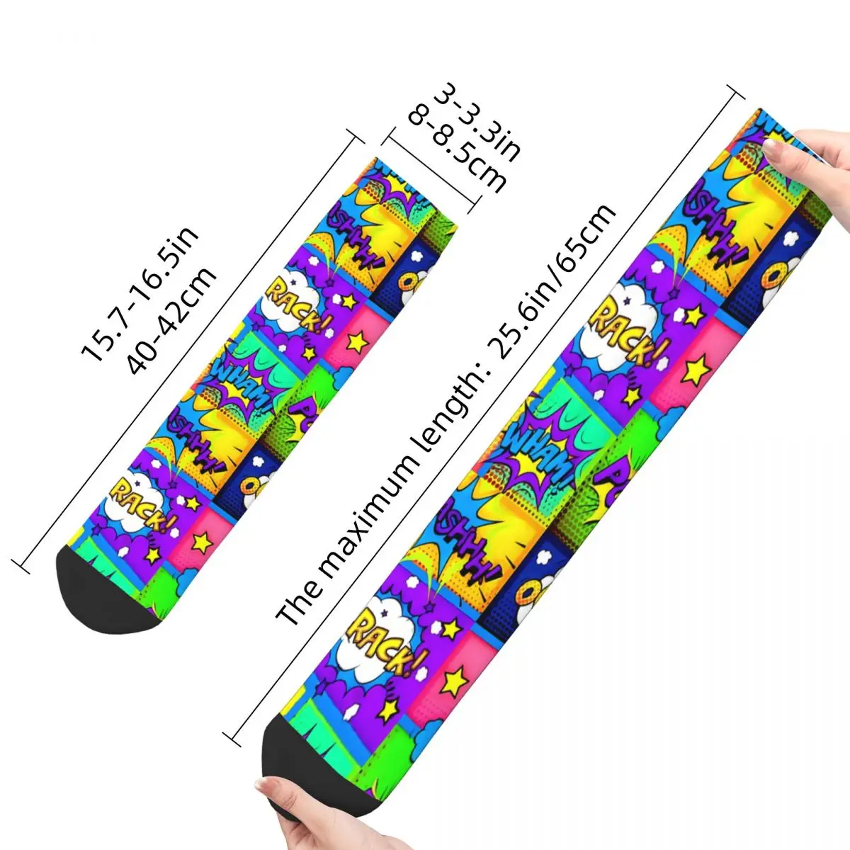 Funny Crazy Sock for Men Colorful Panels Hip Hop Harajuku Comic Book Lover Happy Pattern Printed Boys Crew Sock Novelty Gift