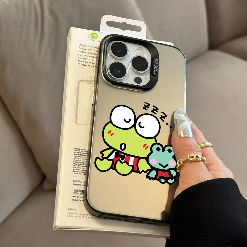 K-KEROKERO KEROPPI Phone Case For IPhone 16 15 14 13 12 11 Pro Max Plus Color Shockproof Back Silver Cover