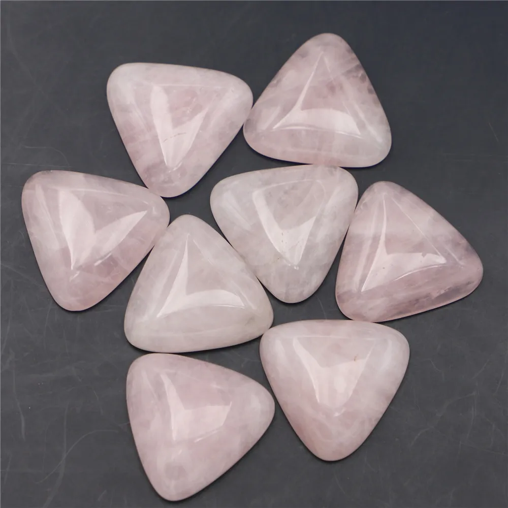 25x25mm Natural Stone Rose Quartz Triangle Cabochon Setting Beads for Jewelry&Clothes Accessories Wholesale 12pcs Free Shipping