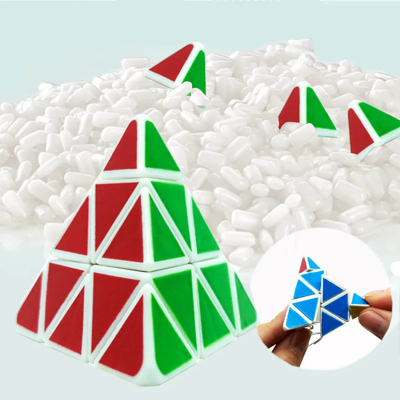 5Pcs 미니 3D 입체 기하학 3 단계 손가락 마법의 큐브 키 체인 펜던트 어린이 스트레스 릴리프 매직 큐브 장난감 선물