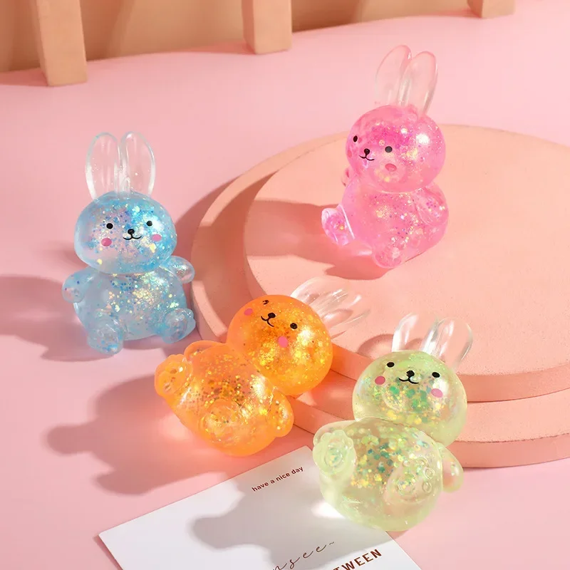 

Anti-stress Soft TPR Slow Rebound Sequins Maltose Pinch Adult Toy Stress Relief Elastic Squeezing Colored Rabbit Decompression