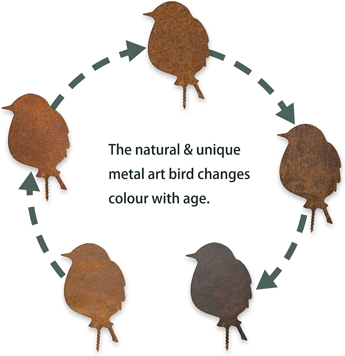 4Pcs Rusty Patina Metal Birds Statues Garden Ornaments Rustic Silhouette Simulation Bird Figurine Outdoor Home Yard Decoration