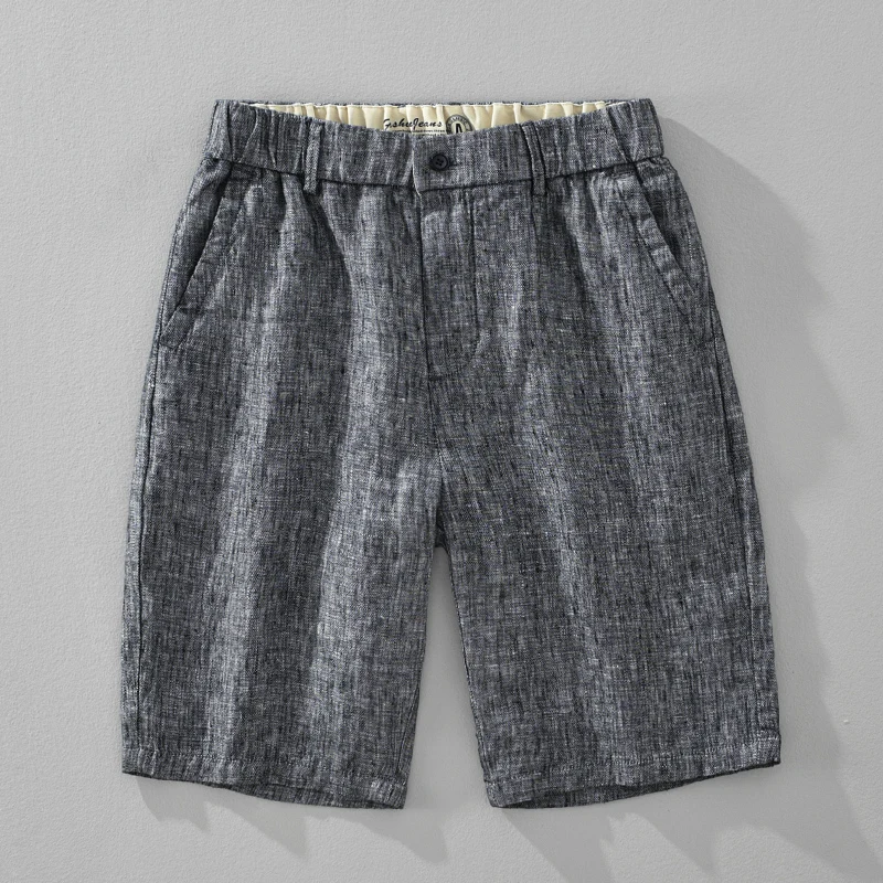 

2026 Summer New Casual Breathable Pure Linen Shorts for Men Clothing Straight Solid Color Summer Pants
