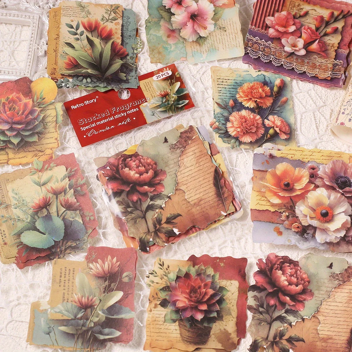 20 Stück/120 Stück Vintage-Scrapbook-Papier, botanische Blumen, Materialpapier, beschreibbares Papier für Scrapbooking-Zubehör, Kartenherstellung