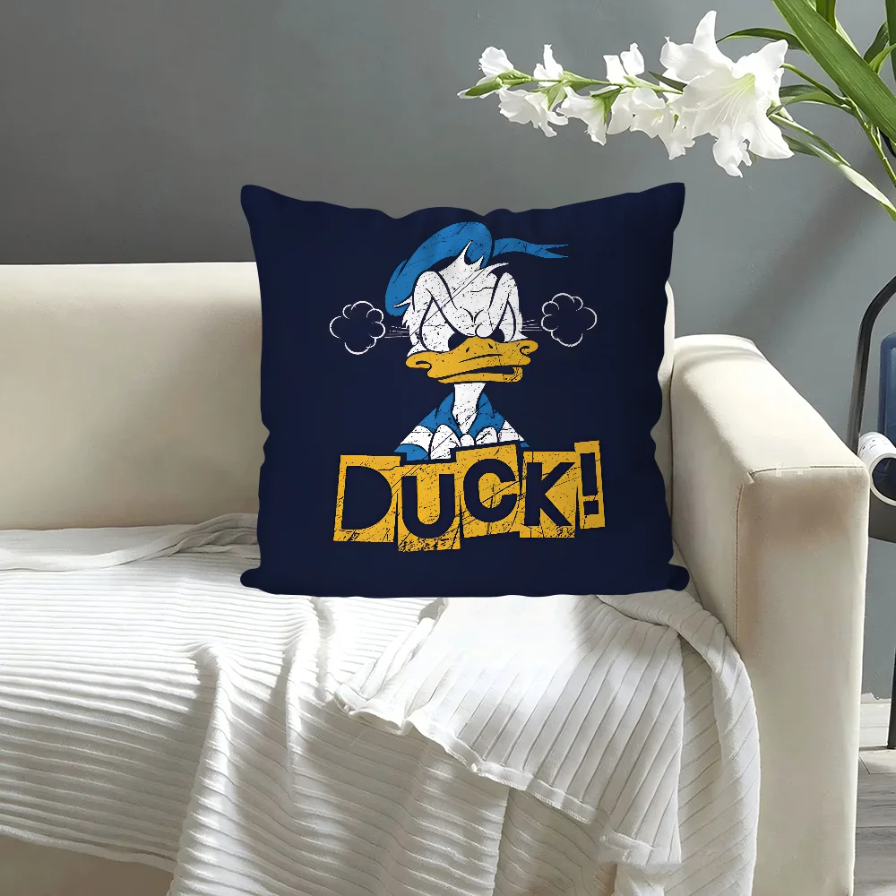 D-Donald D-Duck Pillow Case  Cartoon Sofa Decorative Home Double-sided Printing Short Plush Cute Cushion Cover