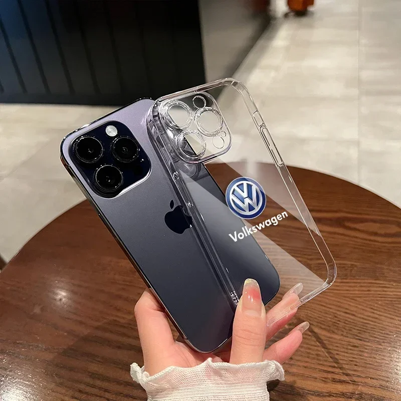 Car  For Volkswagen VW Fashion Car Logo Transparent Phone Case For IPhone 11 12 13 14 Pro Max XR X XS SE 7 8 Plus For Volkswagen