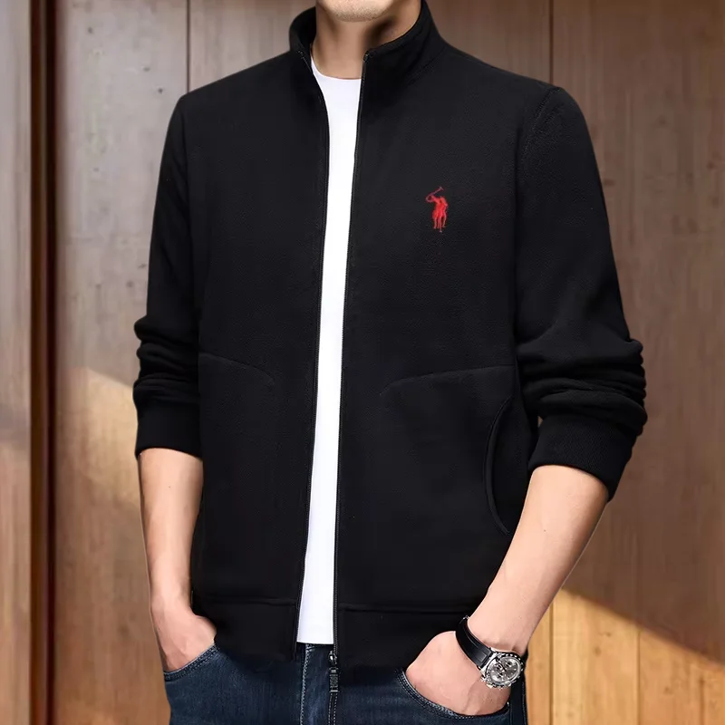 

2025 autumn and winter new swan goose down warm zipper cardigan men's high-end exquisite Paul embroidery stand up collar jacket