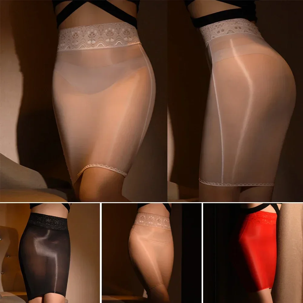 女性のセクシーな透明オイルシニーミニスカートショートボディコンイブニングパーティークラブウェアストレッチタイトスカートドレス女性服