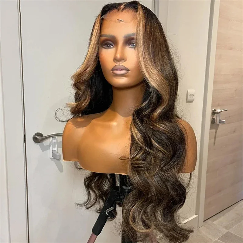 

Long HIghlight Ombre Brown Soft 28inch Wave 5x5 Silk Base Jewish Human Hair Wig Baby Hair HD Lace European Hair Preplucked