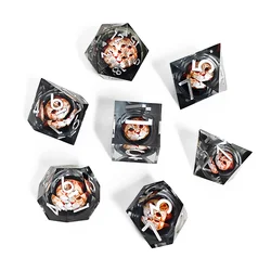 7Pcs/Set DND Dice Resin Cute Orange Cat Movable Core Dice Polyhedron Mold Role Play Playing Toy Table Board Game Home Decor