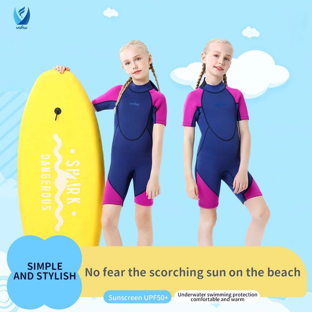 Children\'s 2mm 3mm Neoprene Wetsuit One-piece Long Sleeve Diving Suit Cold Proof Sunscreen Surfing Swimming Snorkeling Swimsuit