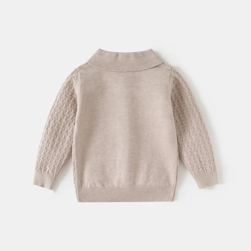IYEAL Kids Boys Girls Polo Collar Sweater Half Zip Knit Pullover Solid Textured Long Sleeve Children Warm Jumper Top
