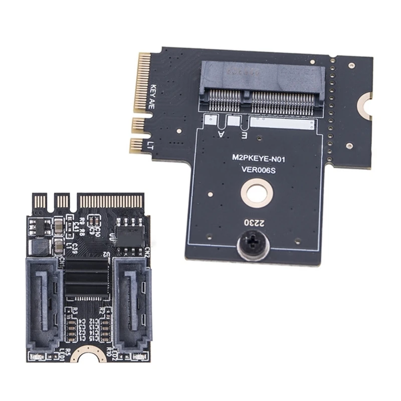 

F3KE M.2 NGFF Key A To Double SATA3.0 Adapter, 6Gbps Highly Speed SSD Expansion Card M.2 NGFF KEY A to SATA3.0 Adapter