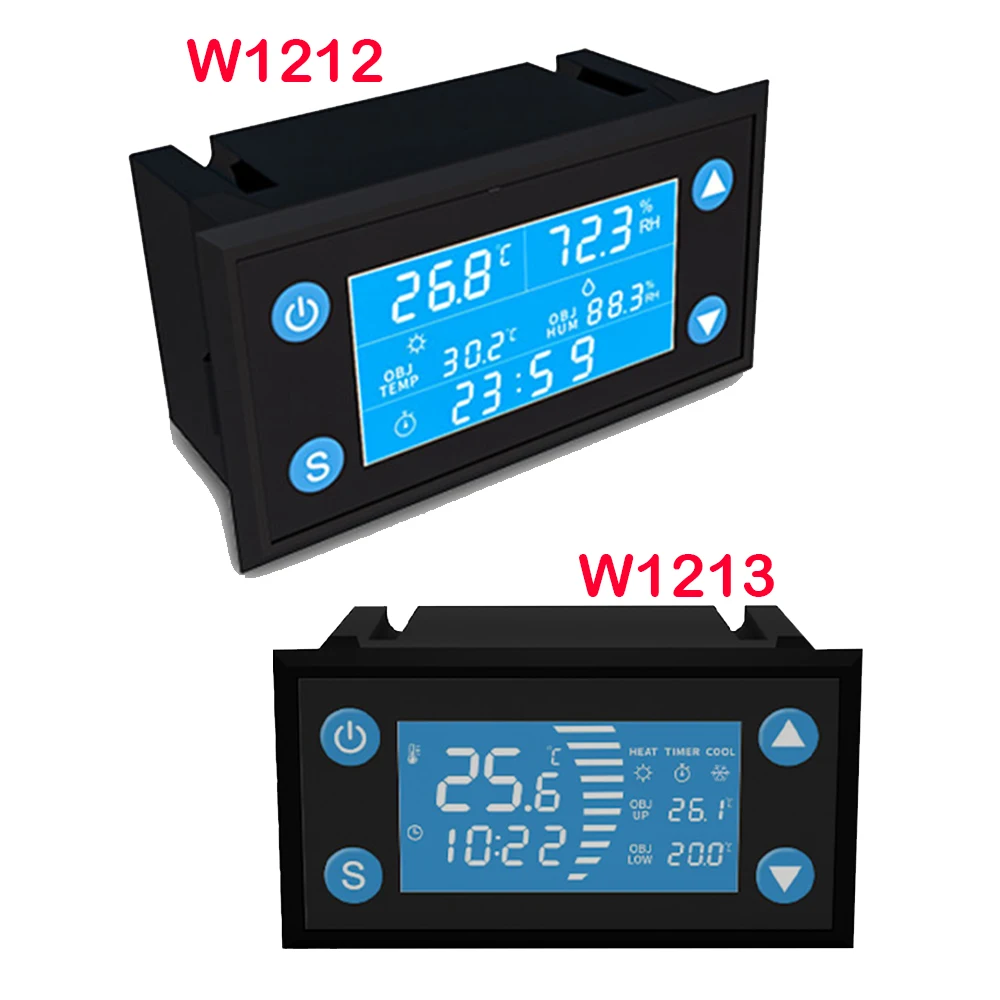 W1212 AC 220V LCD Digital Temperature Humidity Controller Timer SHT20 Sensor Probe for Incubator Aquarium Thermostat Humidistat