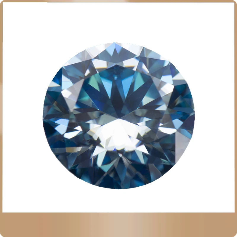 

Moissanite Stone Gemstone Round Cut Aquamarine Colour Lab Created Diamond Advanced Jewelry Making Materials GRA Certificate