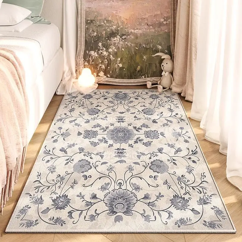 Retro European Mandala Plush Long Carpet Bedside Runner Non Slip for Living Room Bedroom Hallway Study Bay Window Home Decor