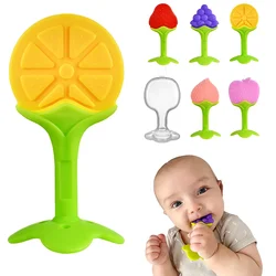 Fruits Shape Baby Chewing Teether Toys Safe BPA Free Silicone Teething Chew Dental Care Strengthening Tooth Training for Babies