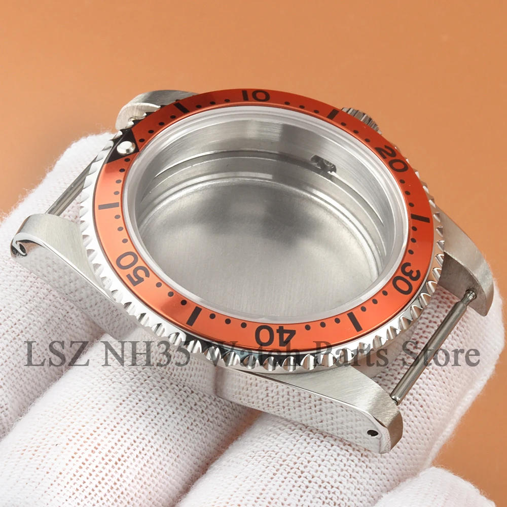 39.5mm NH35腕時計ケース オレンジベゼル サファイアガラスケース NH35 NH36ムーブメント対応 28.5mm文字盤 316Lスチール サブマリーナー GMTケース