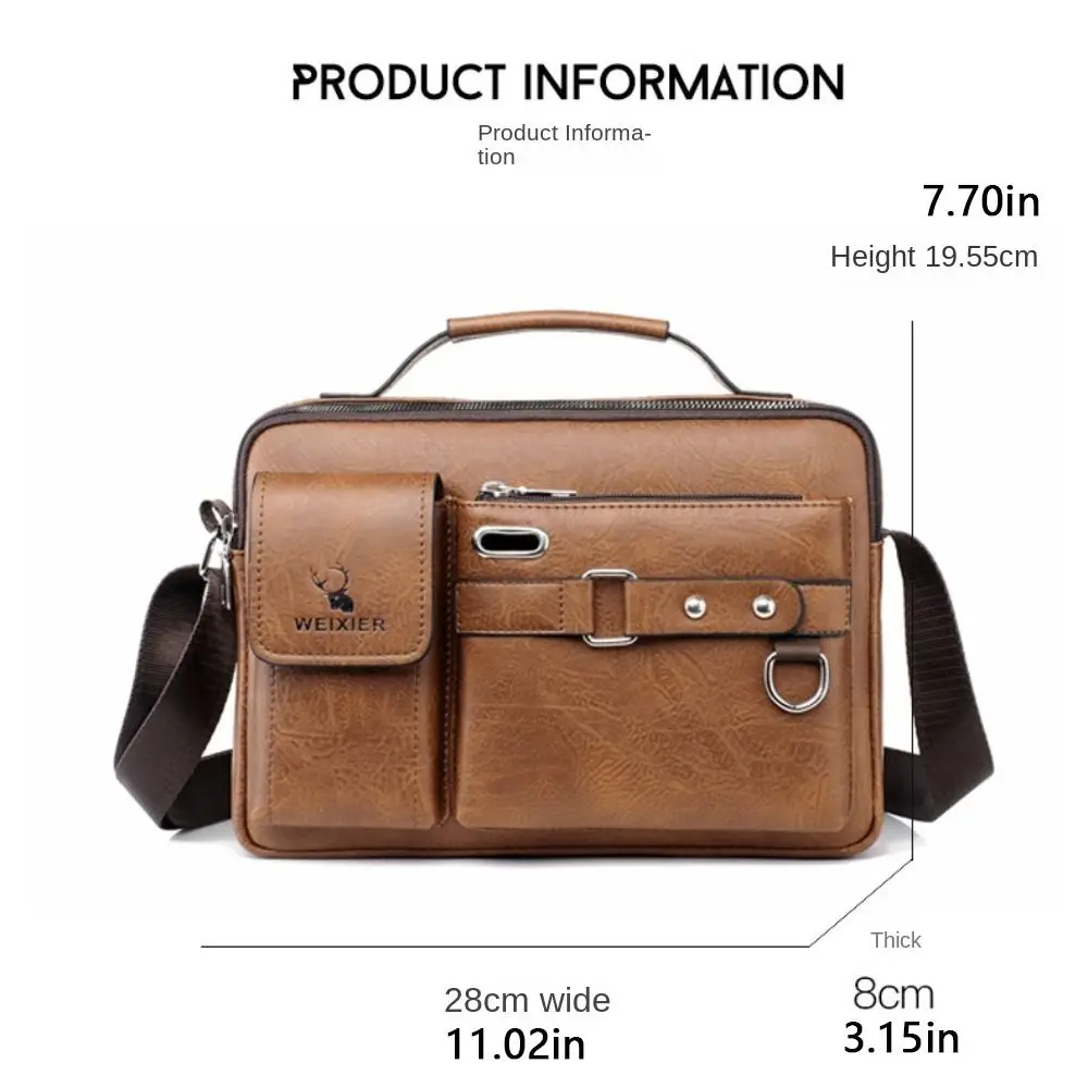 Wear Resistant Male Shoulder Bag Multi Layer Waterproof Single-shoulder Bag Headphone Jack Textured Hardware Messenger Bag