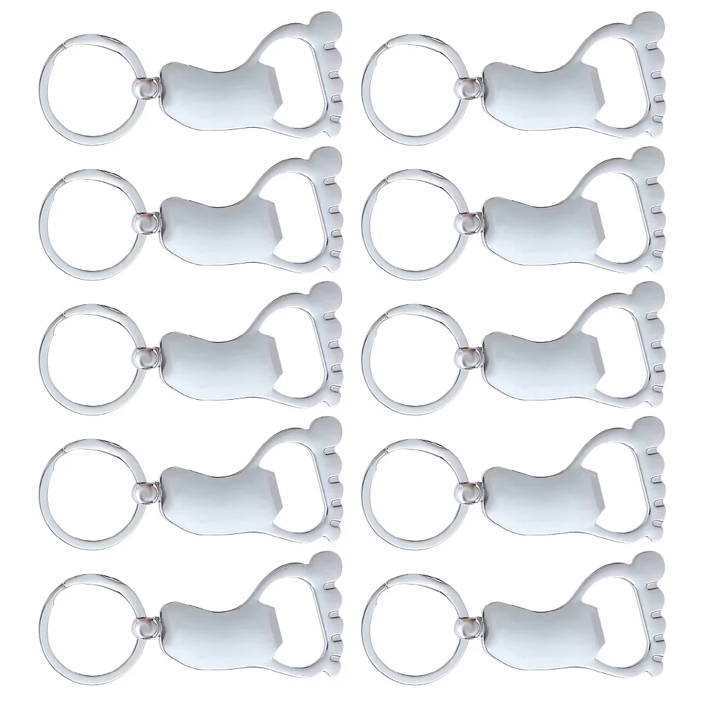 

Foot Shaped Bottle Opener Keychain Gifts 10 Pcs Metal Compact Beer Camping Travel Oxidation Resistant Corrosion Wear Proof