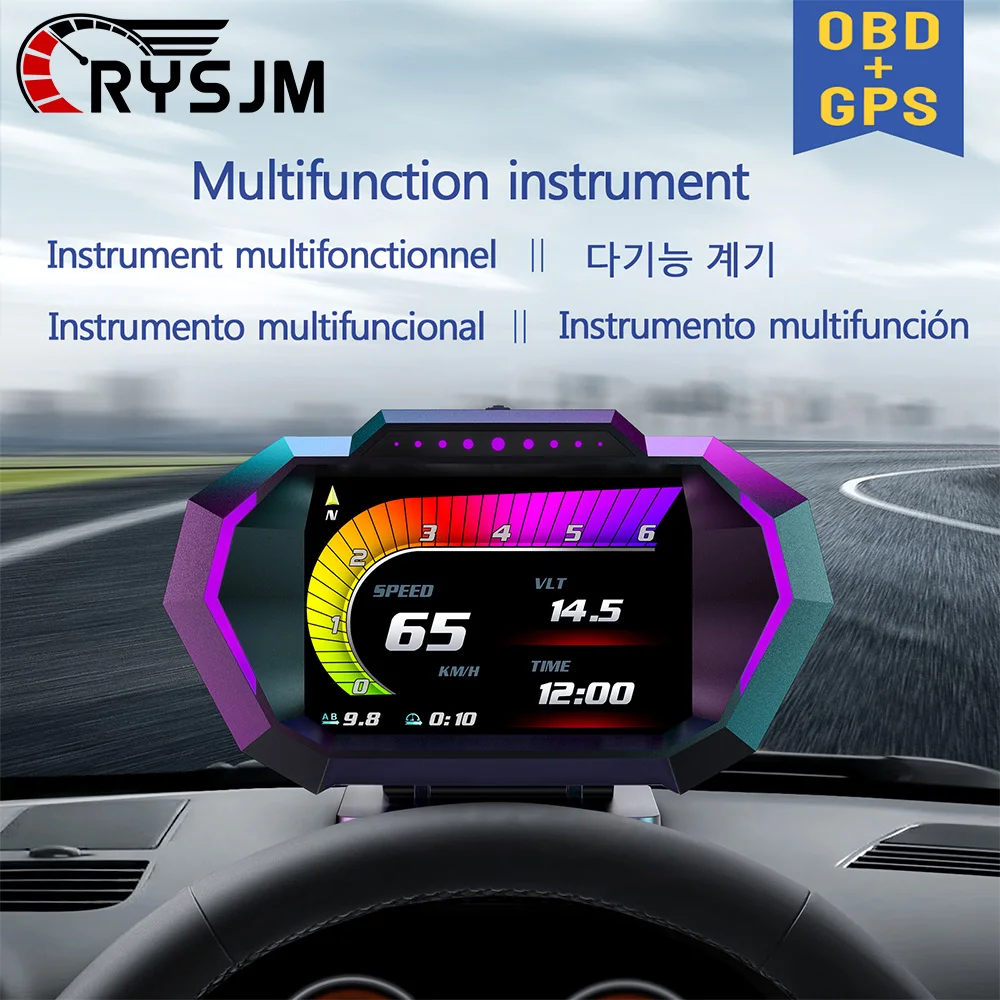 SS P24 OBD + GPS HUD Digital Multi-function Car Head Up Display Automotive Electronics Water Temp Consumption Slope Speed hud