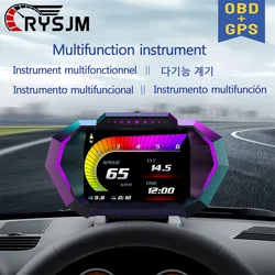 * P24 OBD + GPS HUD Digital Multi-function Car Head Up Display Automotive Electronics Water Temp Consumption Slope Speed hud