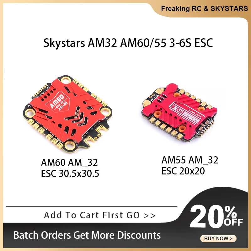 

Skystars AM60 AM55 AM_32 60A 32Bit 3-6S 4in1 ESC для радиоуправляемого мультироторного гоночного дрона FPV