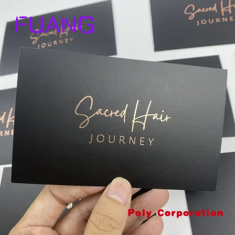 Custom  Custom Printing Luxury Rose Gold Foil Hot Stamp Business Coated Paper Thank You Cards