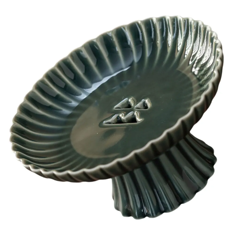 

High Foot Ceramic Plate Versatile Tea Pot Tray Appetizer Serving Platter Fruit Bowl Elegant Home Accessory