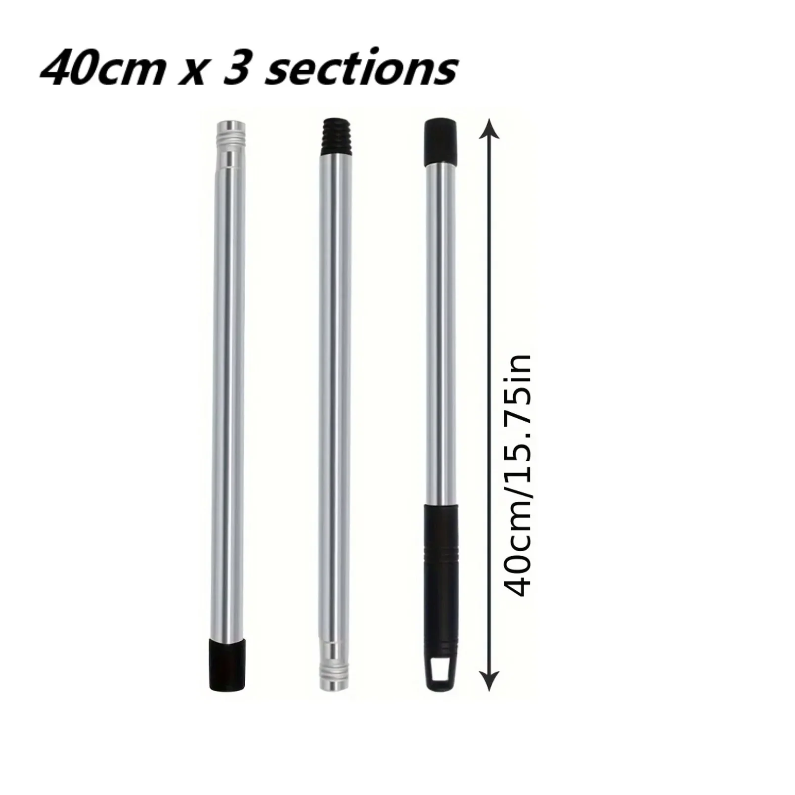 1set black 40cm x 3 sections, new rotary mop handle, mop rod replacement handle rod, suitable for triangular rotary mop