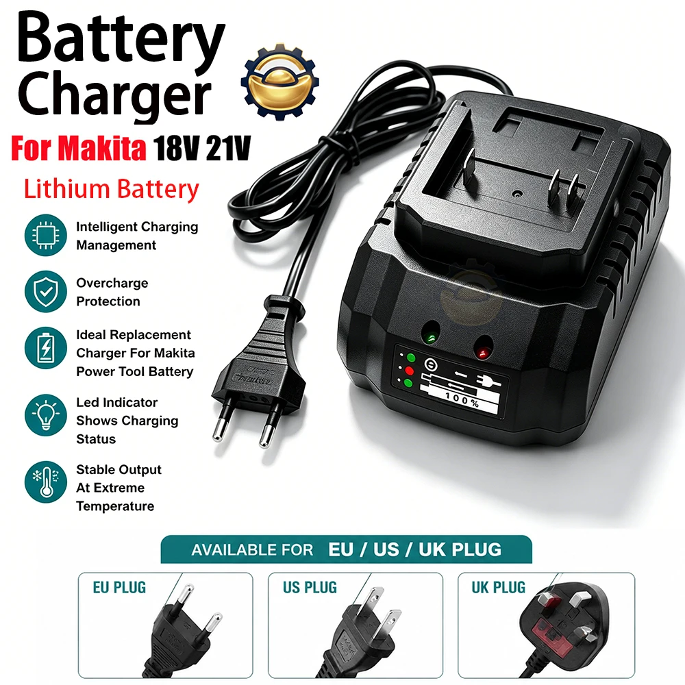 18V 21V Lithium Battery Charger BL1815 BL1830 BL1840 BL1415 BL1420 BL1860 Compatible Power Tool Charger With LED Indicator