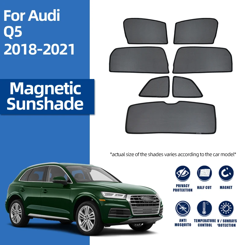 

For Audi Q5 80A SQ5 2018-2024 Car Magnetic Sunshade Front Windshield Curtain Rear Side Window Mesh Sun Shade Visor