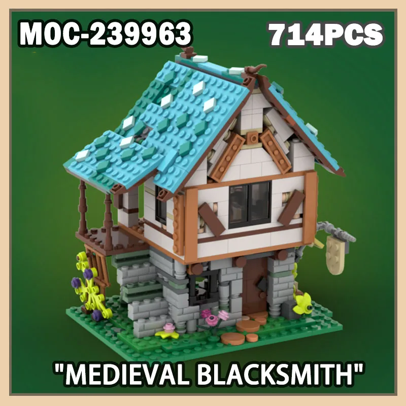 

MOC-239963 Средневековый кузнечный строительный блок MOC Современный вид на улицу Архитектурная серия Строительные блоки 714 шт. Креативные игрушки