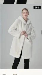 Chaqueta de piel sintética con capucha para mujer, abrigo de invierno