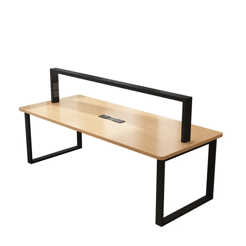 

Library reading table, study room bookstore office desk and chair combination, solid wood with lamp