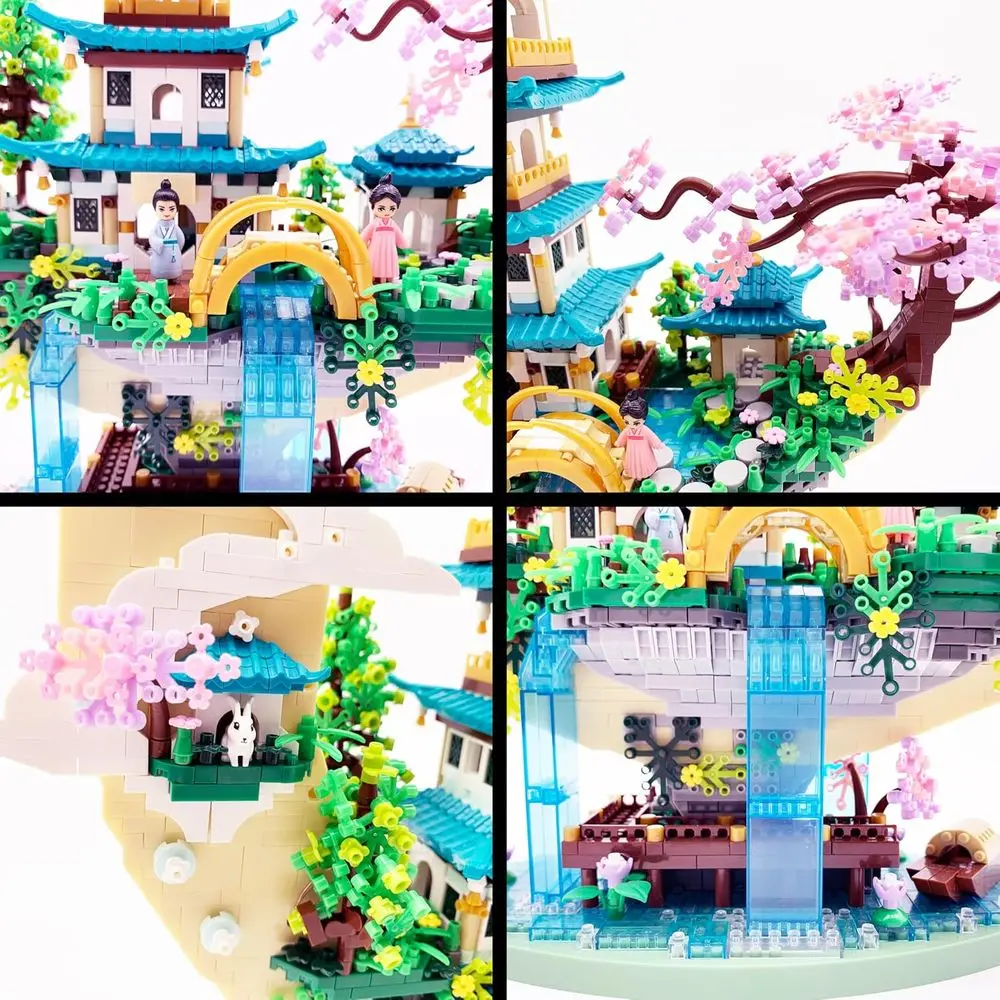 Adults & Teens Cherry Blossom Tree Kit: Moon Palace Architecture, Miniature Japanese Sakura House, Cherry Bonsai Bricks, Ideal C