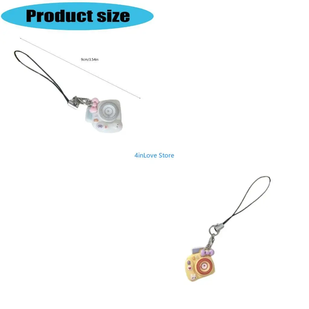 T4MD Cartoon Mini Macaron Camera Charm Keychain Pendant Lightweight Phone Chain Resin Accessory For Bags Keys