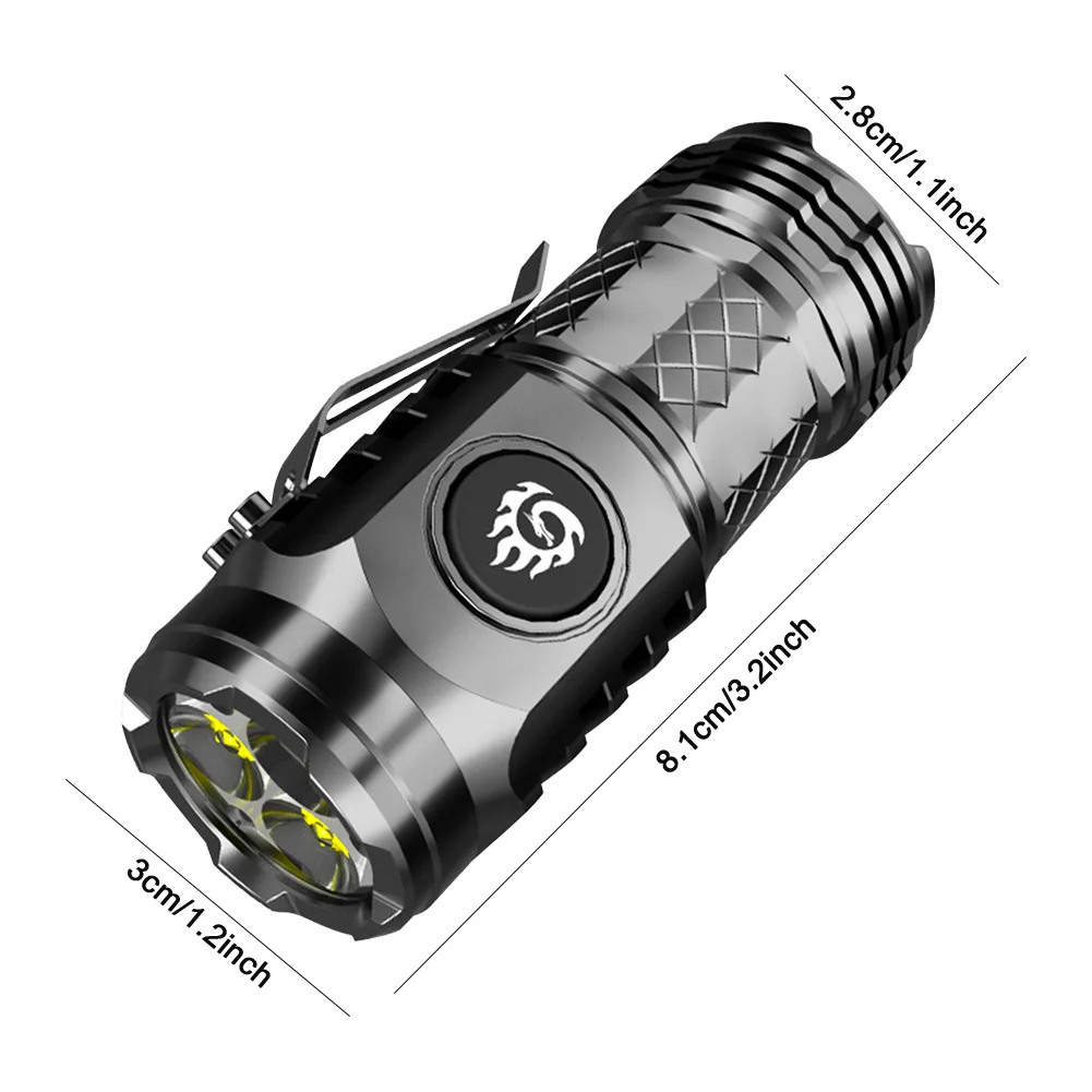 High Power LED Flashlight Torch Mini Portable Three-eye Multi-Function Flashlights Waterproof High Lumens Tactical Hunting Light