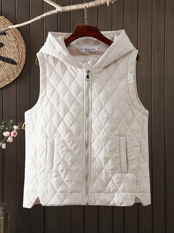 Chaleco de algodón ligero informal para mujer, prendas de vestir exteriores con estampado de diamantes, Top Svel, primavera Otoño, Faion Ele Sle