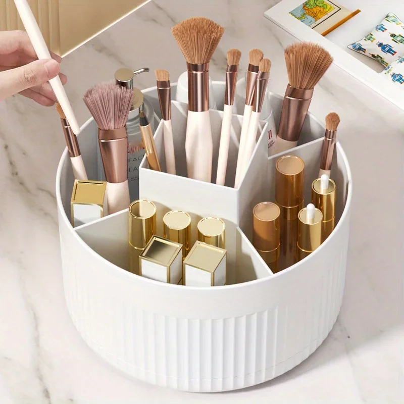 360° Rotating Cosmetic Brush Holder Lipstick Eyebrow Pencil Holder Makeup Storage Box Desktop Makeup Organizer Jewelry Container